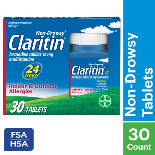 Claritin® 24 Hour Non-Drowsy Allergy Relief Loratadine Tablets 10mg Perspective: front