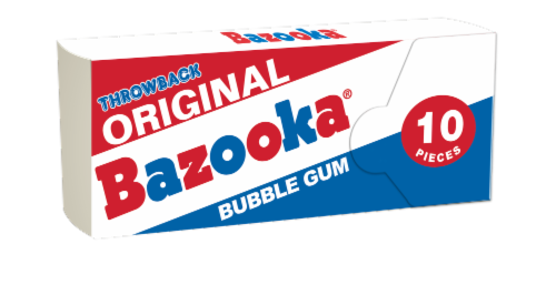 Bazooka Original & Blue Razz Bubble Gum Perspective: front