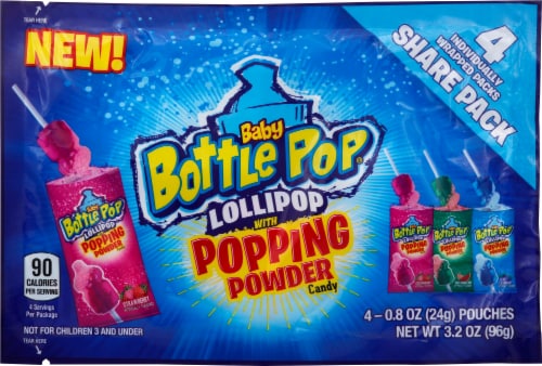 Baby Bottle Pop Lollipop with Popping Powder Candy, 4 ct / 0.8 oz