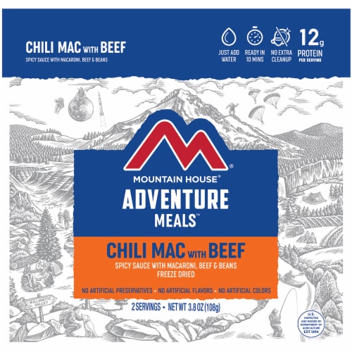 Mountain House Adventure Meals Freeze Dried Camping Meal - Chili Mac with Beef Perspective: front