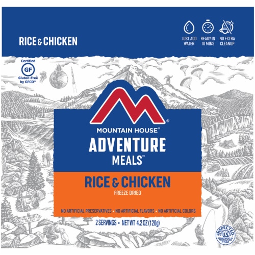 Mountain House Adventure Meals Freeze Dried Camping Meal - Rice & Chicken Perspective: front