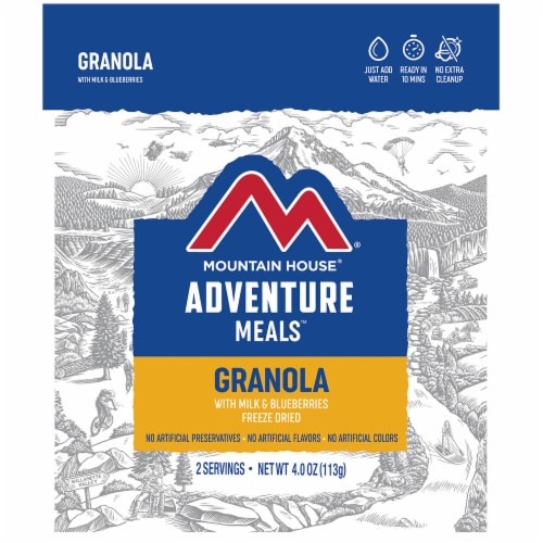 Mountain House® Adventure Meals™ Freeze Dried Milk and Blueberry Granola Perspective: front