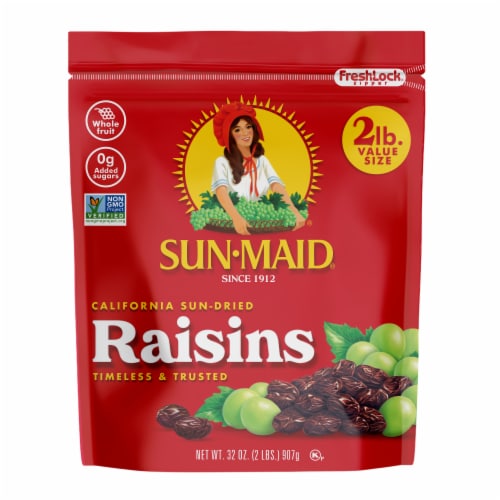 Sun-Maid® California Sun-Dried Raisins Resealble Stand-Up Bag Perspective: front