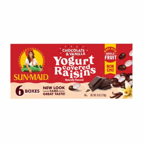 Sun-Maid® Dark Chocolate & Vanilla Yogurt Covered Rasins Perspective: front