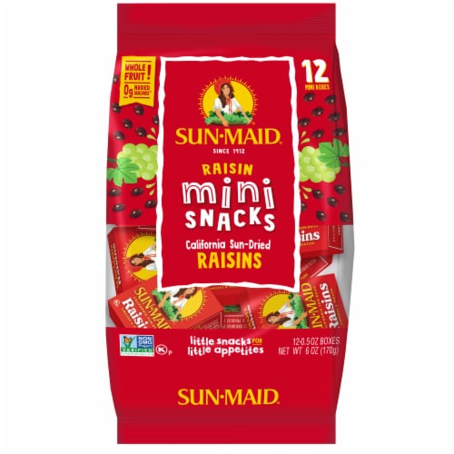Sun-Maid® California Sun-Dried Raisins Mini Snacks Dried Fruit Perspective: front