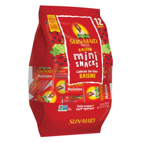 Sun-Maid® California Sun-Dried Raisins Mini Snacks Dried Fruit Perspective: front