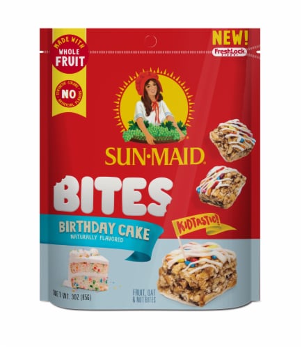 Sun-Maid Birthday Cake Bites Whole Fruit Nuts & Granola Bite Size Snacks Perspective: front