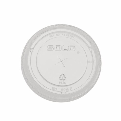 Solo® Cup 626TS PE 14 - 24 oz Plastic Straw Slot Lid - Clear Perspective: front