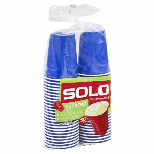 Solo Plastic Cups, Squared, 18 Ounce - 50 cups