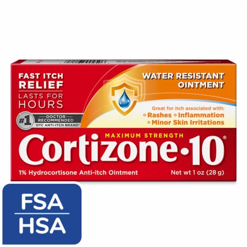 Cortizone 10 Maximum Strength Water Resistant Anti-Itch Ointment 1% Hydrocortisone Perspective: front
