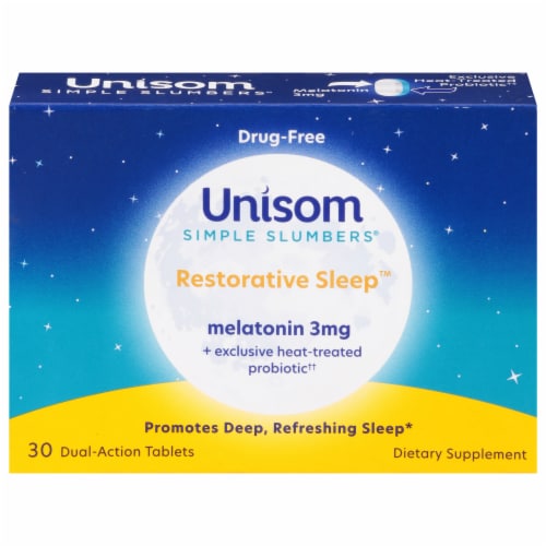 Unisom Simple Slumbers® Restorative Sleep™ Dual Action Melatonin Tablets Perspective: front