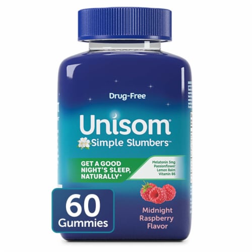 Unisom Simple Slumbers Midnight Raspberry Gummies Perspective: front