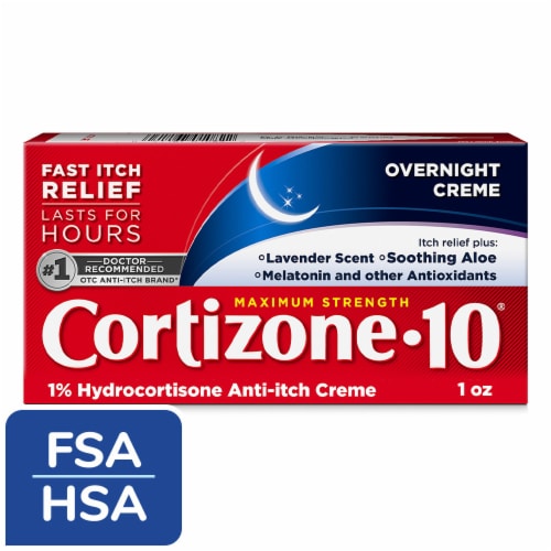Cortizone 10 Maximum Strength Overnight Anti-Itch Cream 1% Hydrocortisone Perspective: front