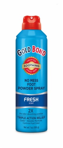 Gold Bond No Mess Foot Powder Spray Fresh Scent 2x Odor Absorbing Power Perspective: front