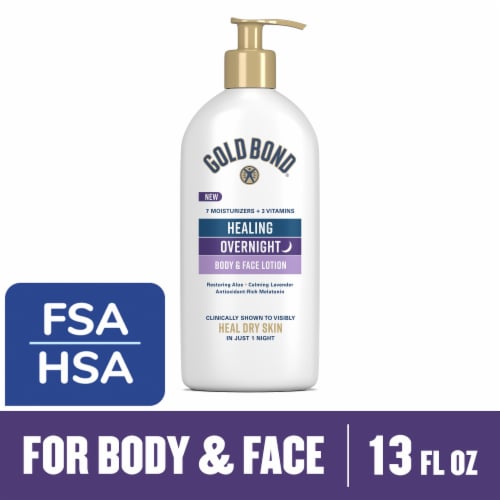 Gold Bond® Healing Overnight Body & Face Lotion with Hyaluronic Acid, Aloe & Melatonin for Dry Skin Perspective: front