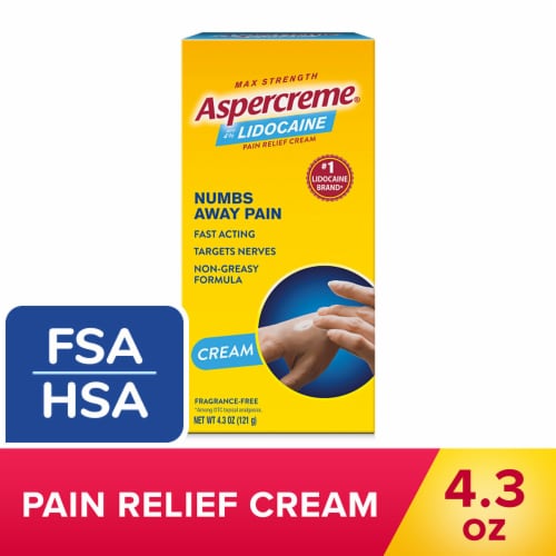 Aspercreme Maximum Strength Lidocaine Pain Relief Cream 4% Lidocaine & Moisturizing Aloe Perspective: front