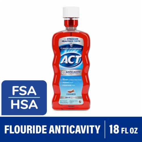 ACT Anticavity Fluoride Mouthwash with Zero Alcohol, Triple Action Formula, Cinnamon Perspective: front