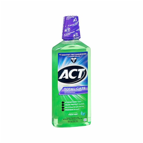 ACT Total Care Fresh Mint With Zero Alcohol Anticavity Fluoride Mouthwash Perspective: front