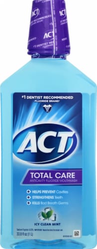 ACT Icy Clean Mint Total Care Anticavity Fluoride Mouthwash Perspective: front