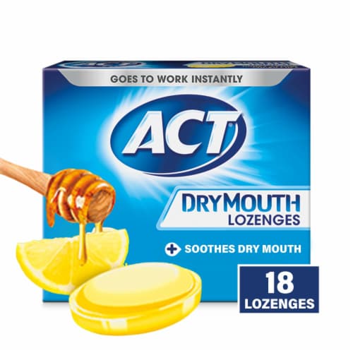 ACT Dry Mouth Sugar Free Honey-Lemon with Xylitol Lozenges Perspective: front