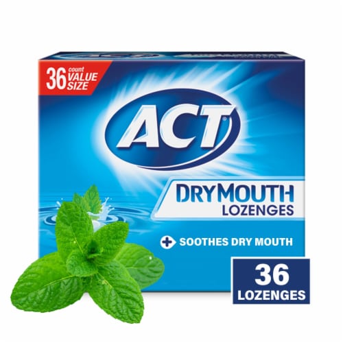 ACT Dry Mouth Soothing Mint with Xylitol Lozenges Perspective: front