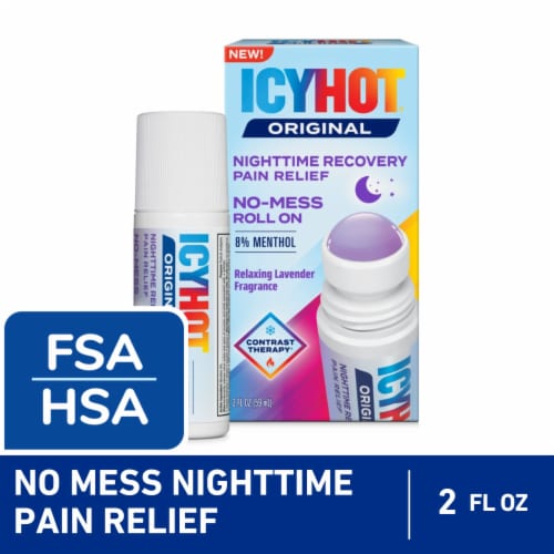 Icy Hot® Nighttime Recovery No-Mess Roll-On Pain Relief with 8% Menthol and Relaxing Lavender Scent Perspective: front