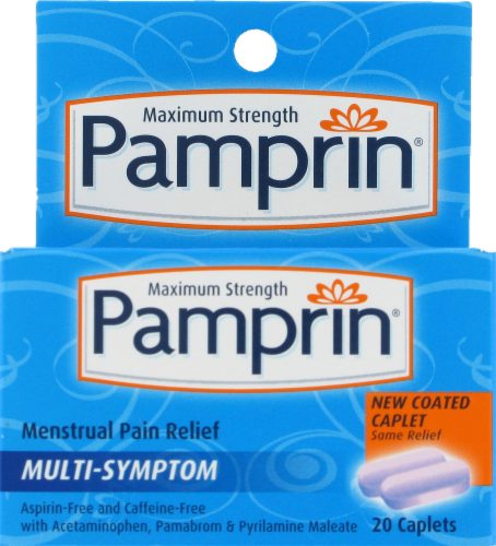 Pamprin Maximum Strength Multi-Symptom Caplets - 20 Count Perspective: front