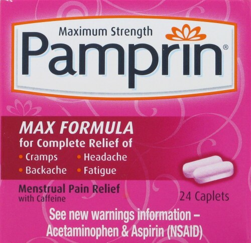 Pamprin Maximum Strength Caplets Perspective: front