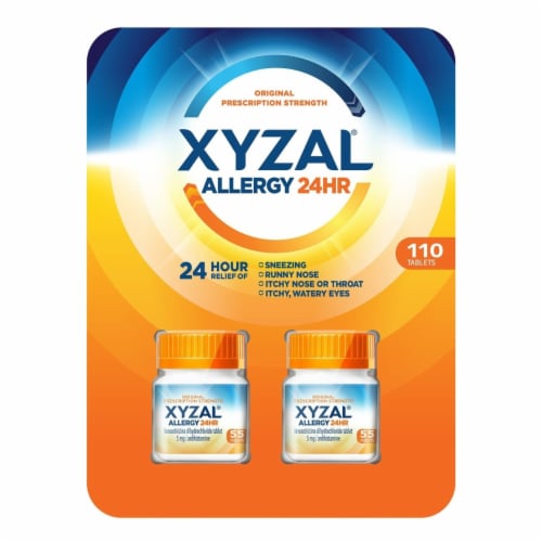 Xyzal Allergy Pills, 24-Hour Allergy Relief,Original Prescription Strength,55Count(Pack of2) Perspective: front