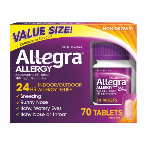 Allegra 24HR Non-Drowsy Antihistamine Tablets Perspective: front