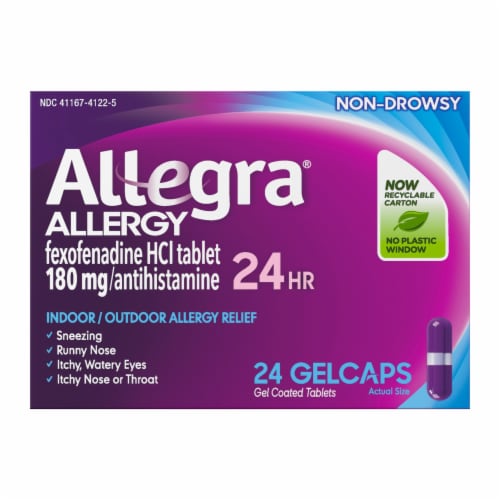 Allegra Non-Drowsy Indoor/Outdoor Allergy Relief Gelcaps Perspective: front