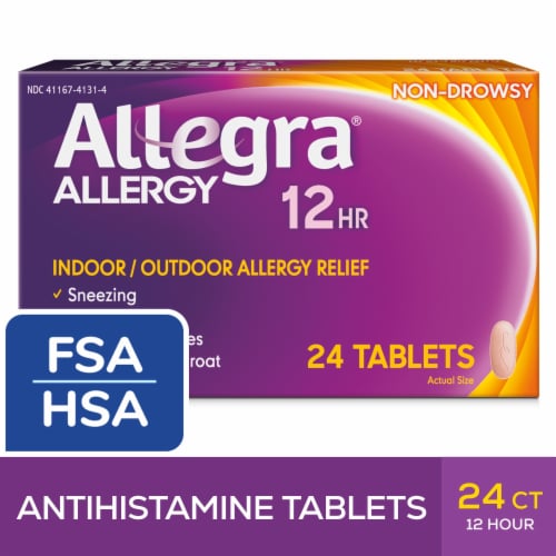 Allegra Adult Non-Drowsy Antihistamine Allergy Relief Tablets Perspective: front