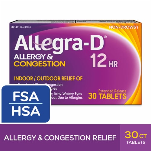 Allegra-D Pseudoephedrine 12-Hour Non-Drowsy Allergy & Congestion Relief Tablets Perspective: front