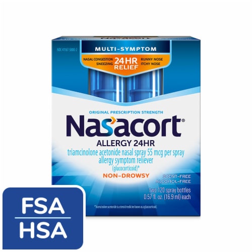 Nasacort 24HR Allergy Nasal Spray for Adults Non-drowsy & Alcohol Free Perspective: front