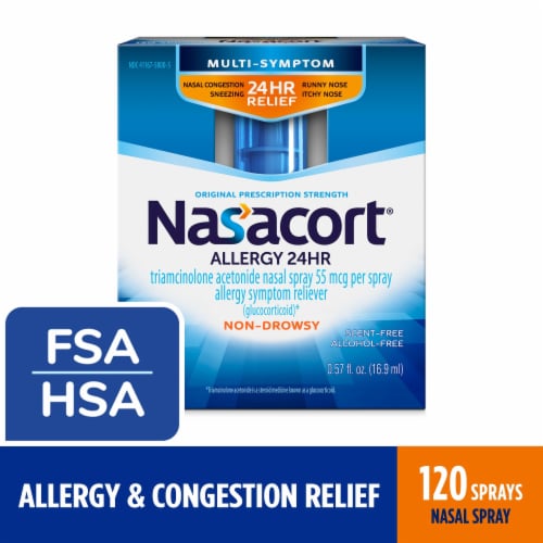 Nasacort 24HR Allergy Nasal Spray for Adults Non-drowsy & Alcohol Free Perspective: front