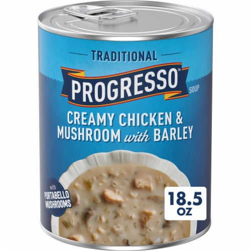 Progresso Traditional Creamy Chicken & Mushroom With Barley Soup Perspective: front