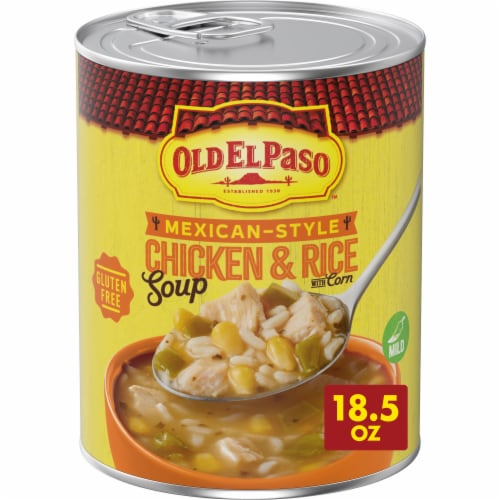 Old El Paso Mexican Style Chicken and Rice With Corn Canned Soup Perspective: front