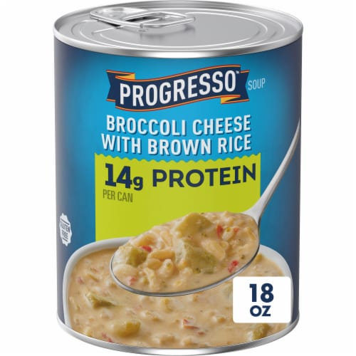Progresso Protein Broccoli Cheese With Brown Rice Canned Soup Perspective: front