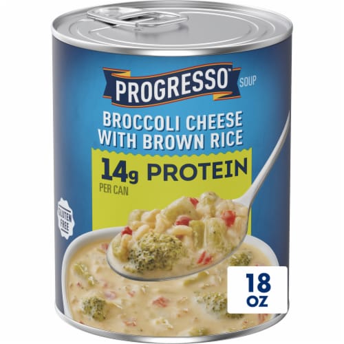 Progresso Protein Broccoli Cheese With Brown Rice Canned Soup Perspective: front