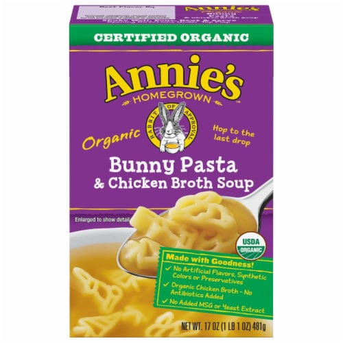 Annie's Organic Bunny Pasta & Chicken Broth Soup Perspective: front