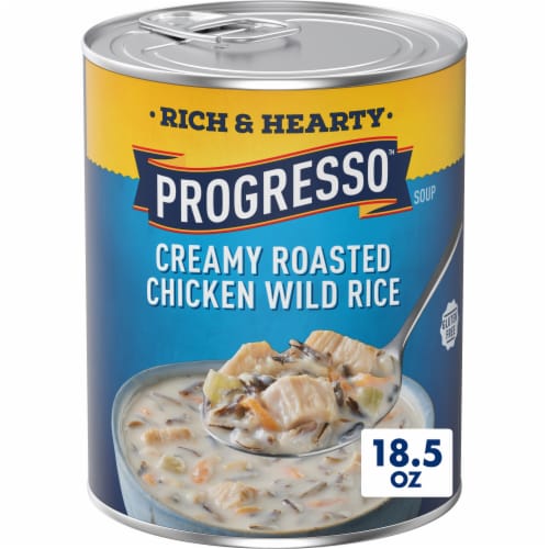 Progresso Rich & Hearty Creamy Roasted Chicken Wild Rice Soup Perspective: front