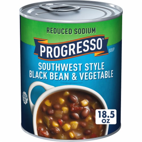 Progresso Gluten Free Reduced Sodium Southwest Style Black Bean & Vegetable Canned Soup Perspective: front