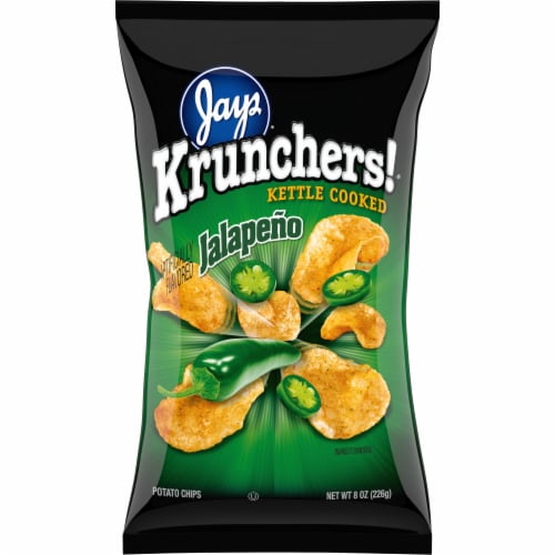 Krunchers!® Kettle Cooked Potato Chips, Jalapeño Flavored Chips, 8 Oz Bag Perspective: front