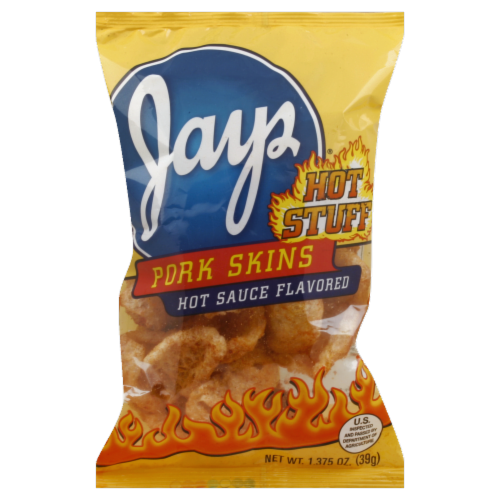 Jays Hot Sauce Flavor Pork Skins Perspective: front