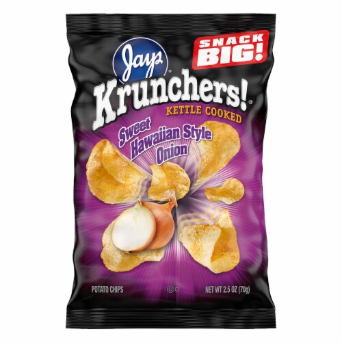Jays Krunchers Sweet Hawaiian Style Onion Kettle Cooked Potato Chips Perspective: front