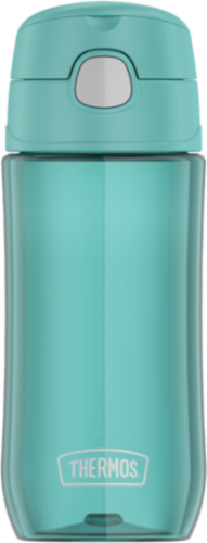 Thermos Plastic Spout Lid Hydration Bottle - Aqua Perspective: front