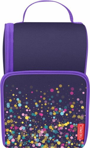 Thermos® Purple Confetti Metallic Dots Dual Lunch Box Perspective: front