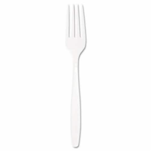 SOLO Cup Company GBX5FW Guildware Heavyweight Plastic Forks- White- 10 Boxes of 100 Perspective: front