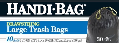Handi-Bag Drawstring Large Trash Bags 10 Count Perspective: front