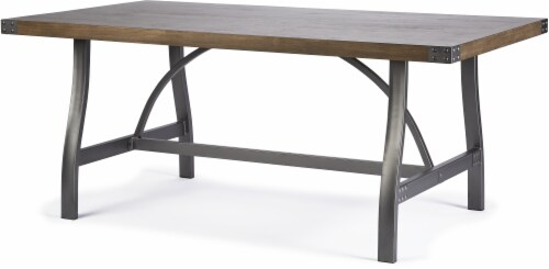 HD Designs Carrington Rustic Wood/Galvanized Dining Table, 72.24 x 40.5